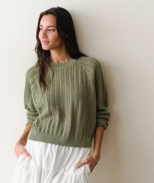 Mina Pointelle Sweater - Sage