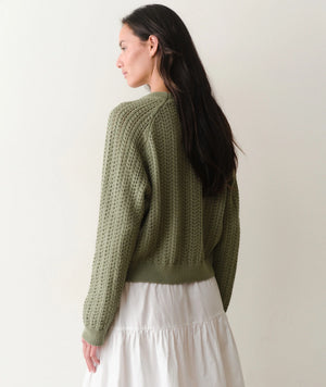 Mina Pointelle Sweater - Sage