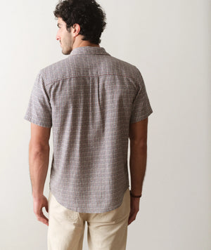 Stretch Selvage Short Sleeve Shirt - Green Matchstick Print