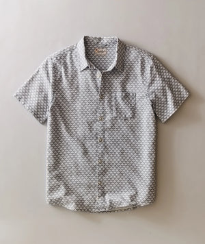Stretch Selvage Short Sleeve Shirt -  Light Blue Agave