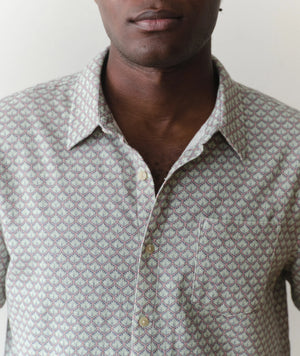 Stretch Selvage Short Sleeve Shirt -  Light Blue Agave
