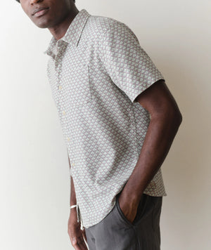 Stretch Selvage Short Sleeve Shirt -  Light Blue Agave