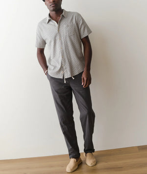 Stretch Selvage Short Sleeve Shirt -  Light Blue Agave