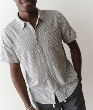 Stretch Selvage Short Sleeve Shirt -  Light Blue Agave
