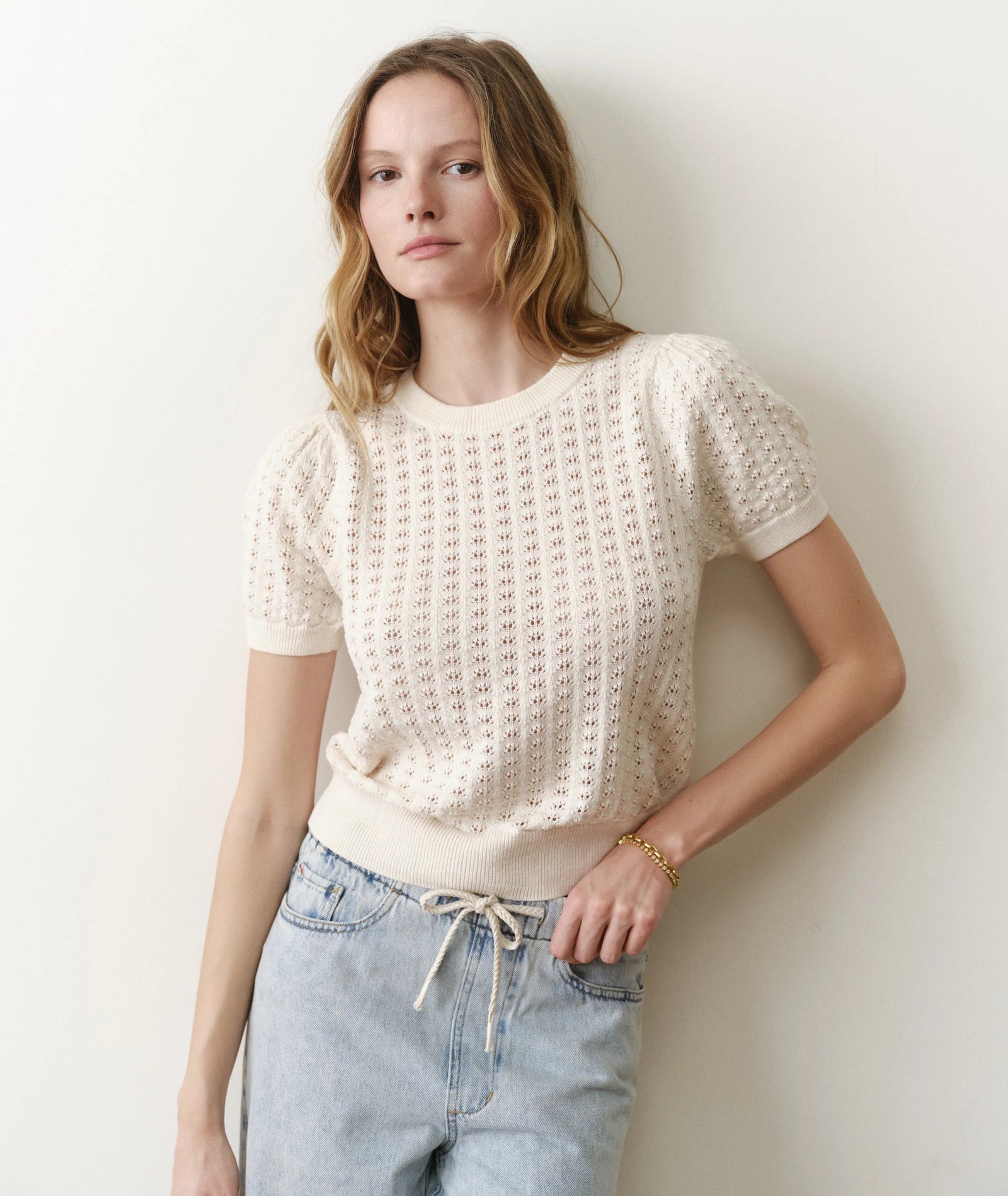 Ellie Puff Sleeve Sweater - Cream