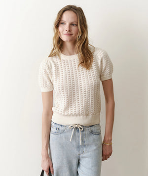 Ellie Puff Sleeve Sweater - Cream