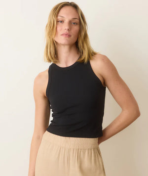 Lexi Rib Sun-In High Neck Crop Tank - Faded Black