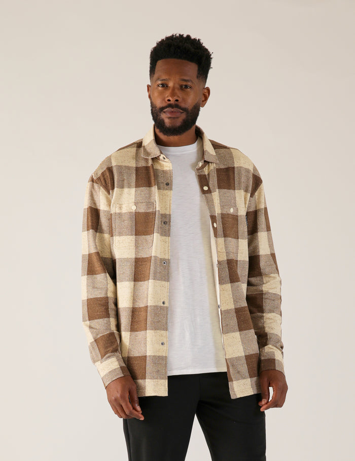 Trek Shirt: Chocolate/Oatmilk Buffalo Plaid