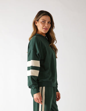 Vintage Oversized Crew: Forest/Oatmilk