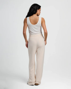 Women's Bamboo Lightweight Fleece Wide Leg Pant - Stone