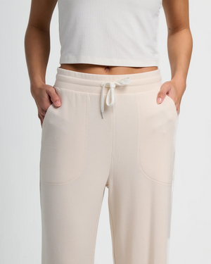 Women's Bamboo Lightweight Fleece Wide Leg Pant - Stone