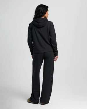 Women's Bamboo Lightweight Fleece Wide Leg Pant - Black
