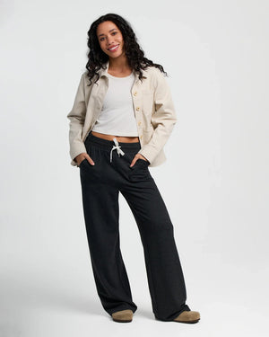 Women's Bamboo Lightweight Fleece Wide Leg Pant - Black