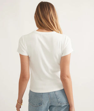Lexi Rib Sun-In Crew Tee - Antique White