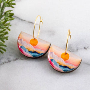 Pastel Sunrise Drop Hoop Earrings