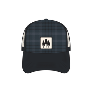 Three Tree Patch Trucker- Plaid/Blue