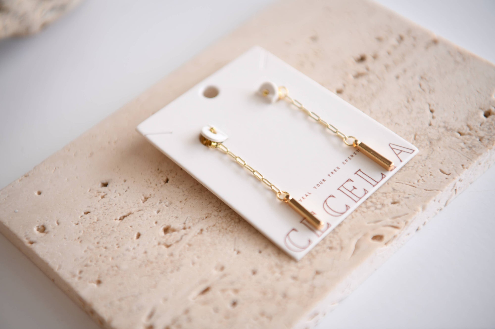 Cosmic Line Gold Short Pendant Front and Back Drop Earrings