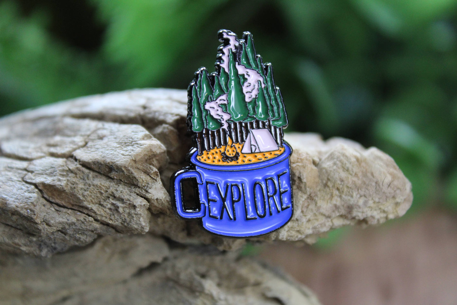 Explore, But After Coffee First - Camping Metal & Enamel Pin
