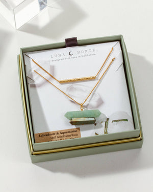 Terra Necklace Set- Aquamarine & Labradorite