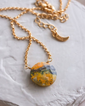 Gem in the Moon Gemstone Necklace- Bumblebee Jasper