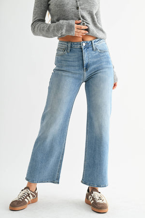 Classic Wide Leg Cropped Jean - Medium Wash