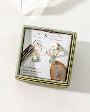 Bermuda Triangle Mini Hoop Earrings- Aquamarine