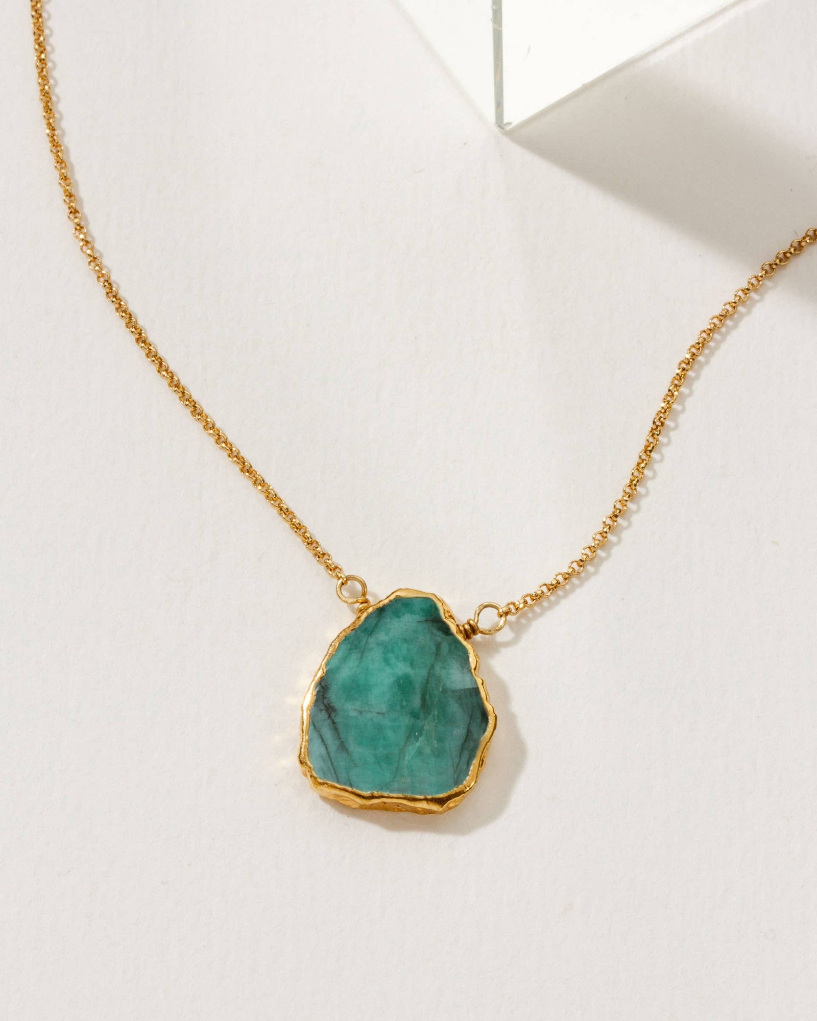 Earth, Wind and Fire Genuine Stone Necklace Gold- Emerald