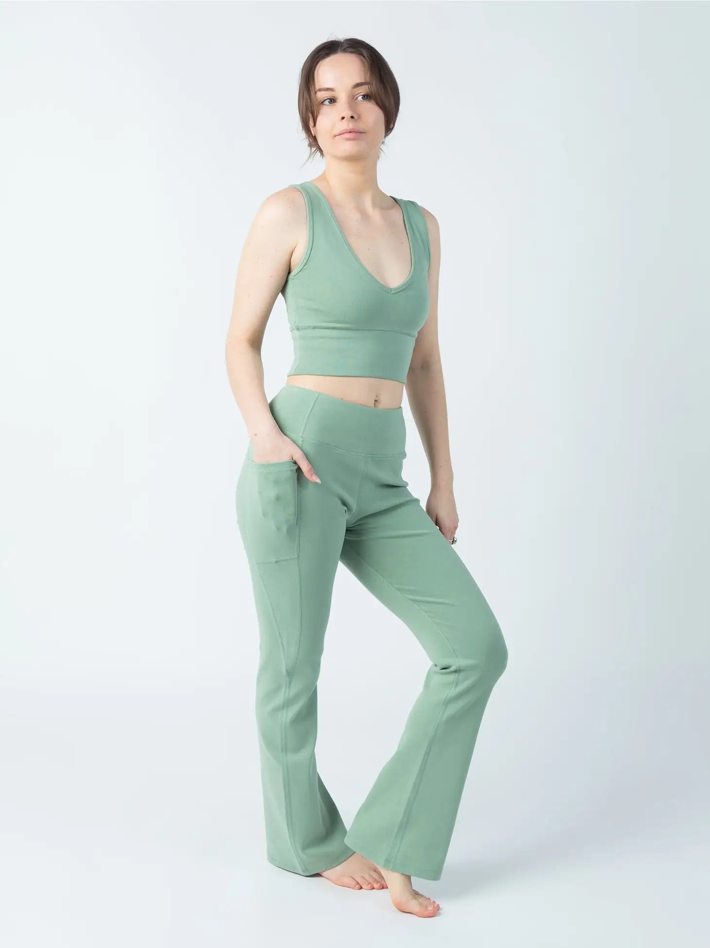 PlantTec™ Flare Leggings - Sage - Free Air Life Co.