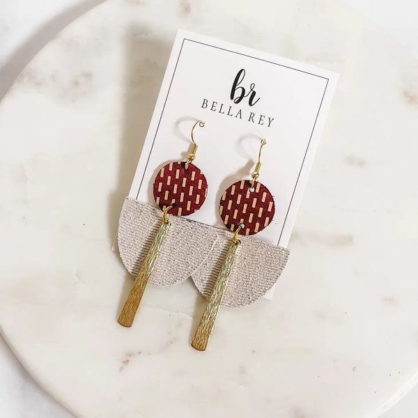 The Annabelle Leather Earring - Maroon