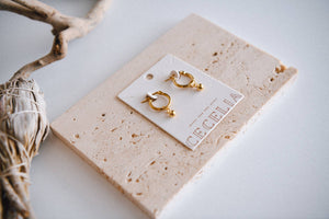 Seaside Glow Gold Ball Hoop Earrings