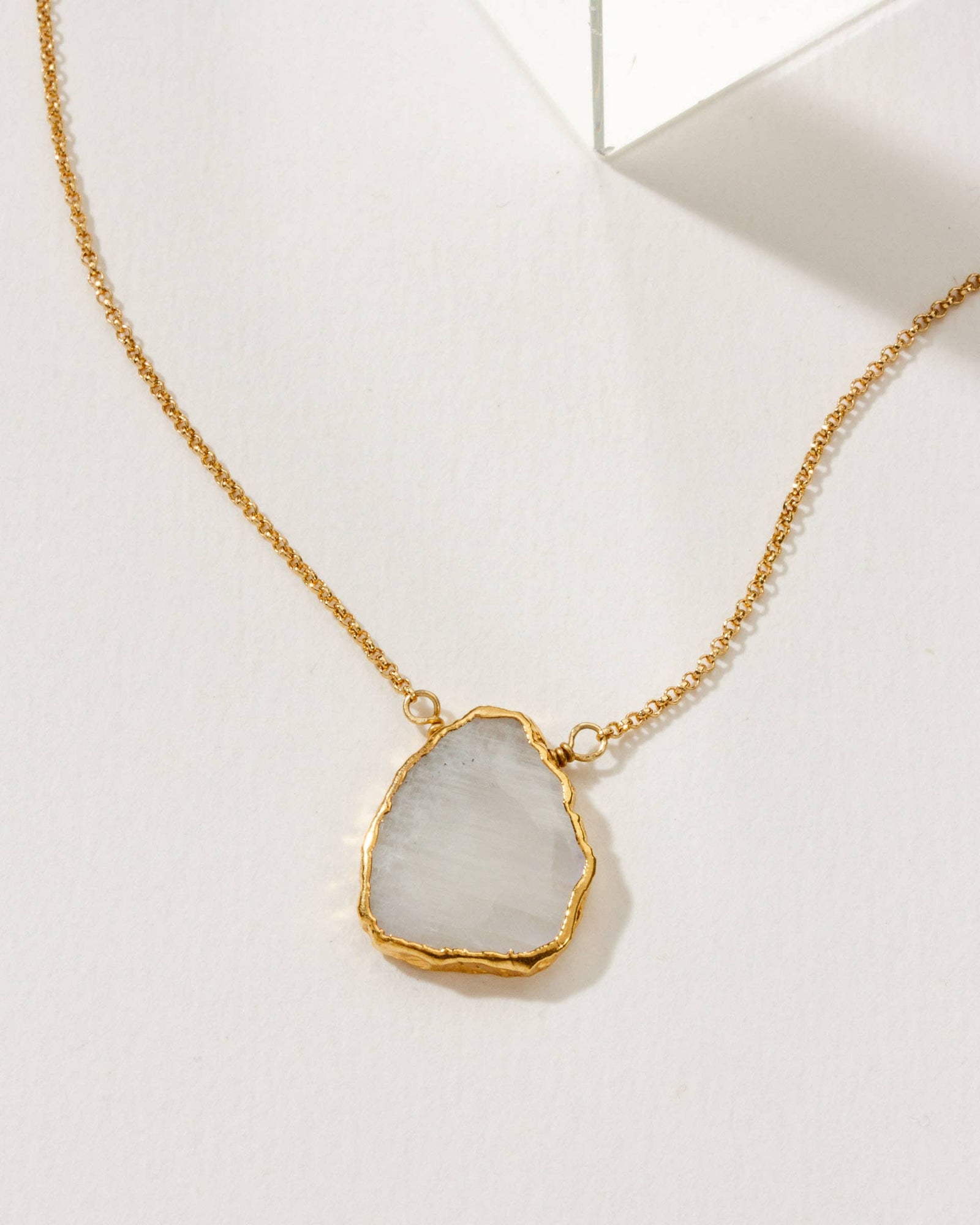 Earth, Wind and Fire Genuine Stone Necklace Gold- Moonstone