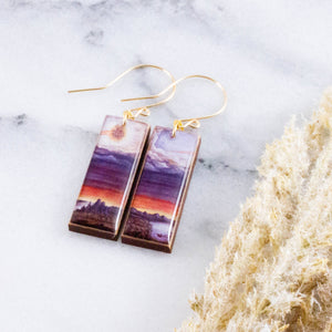 Vintage Mystic Sunset Rectangle Earrings