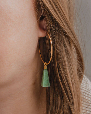 Prismatic Hoop Earrings- Green Aventurine