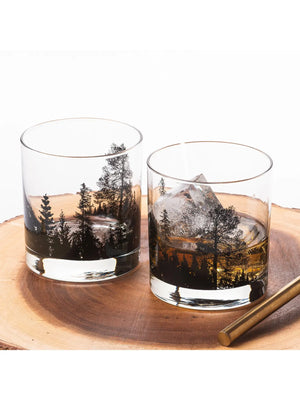 Forest Landscape Whiskey Glasses