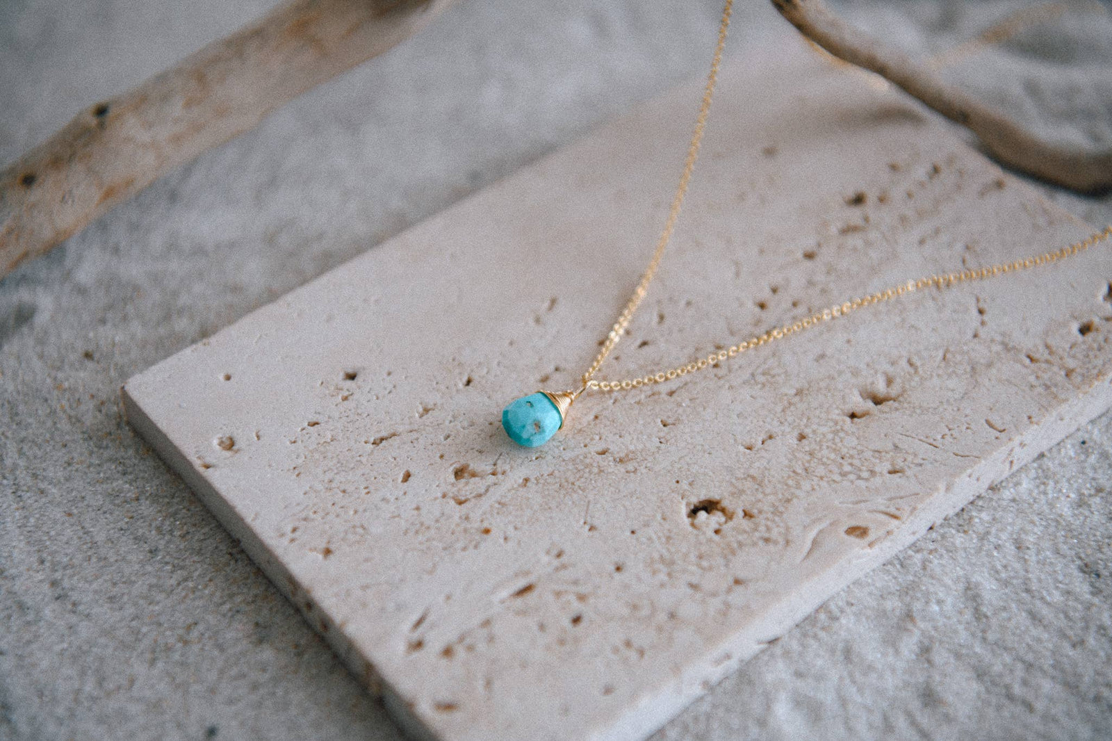Gemstone Teardrop Pendant Necklace in Gold
