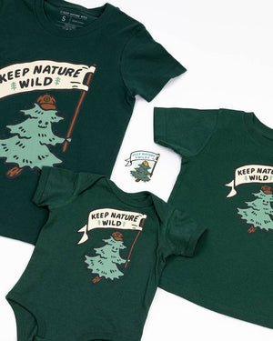 Happy Camper Pine Youth Tee - Heather Forest