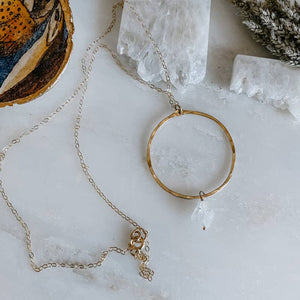Moonstone Hoop Necklace