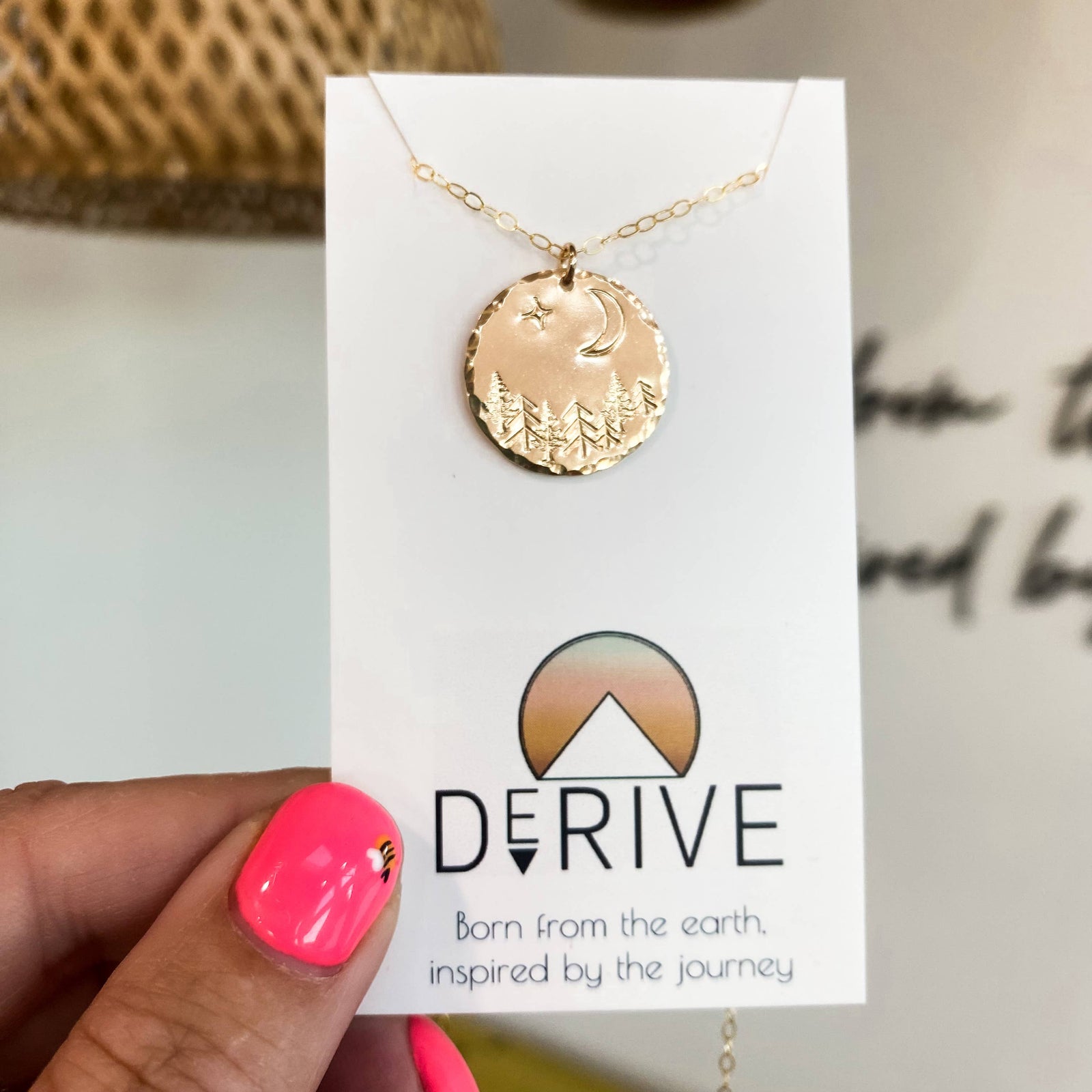 Moonlit Forest Hand Stamped Coin Necklace