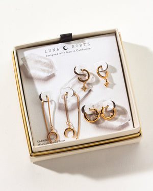 Crescent Horn CZ  Earring Party Set