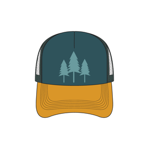 Three Tree Foam Trucker - Teal/Yellow