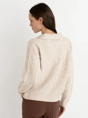Lexie V-Neck Collared Sweater - Natural