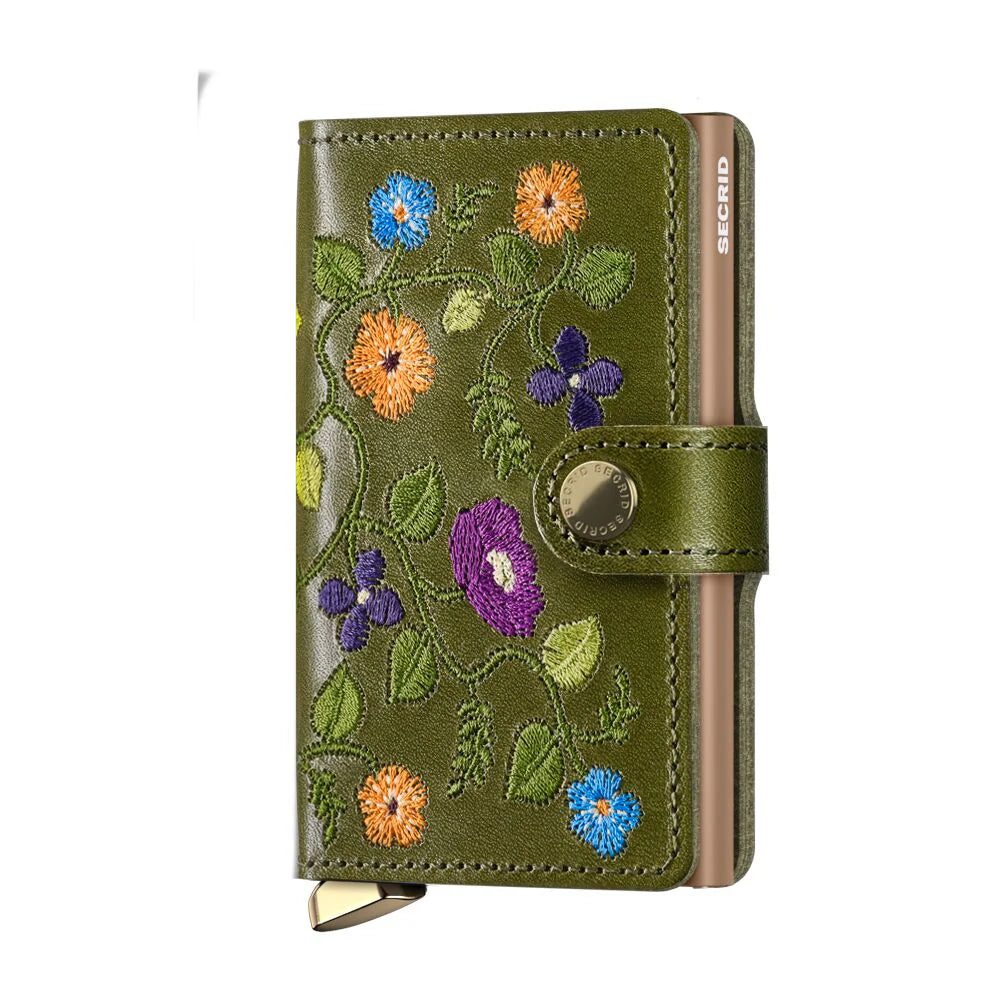 Miniwallet - Premium Floral Stitch Olive