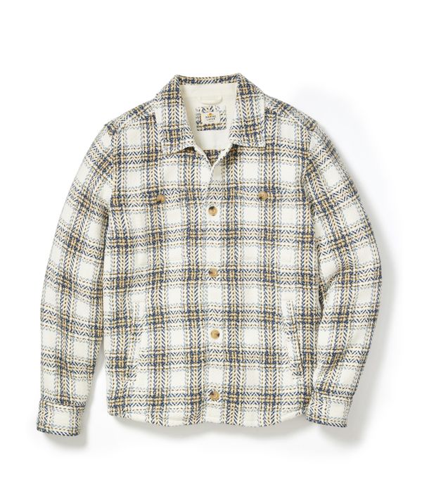 Max Twill Overshirt - Natural/blue plaid