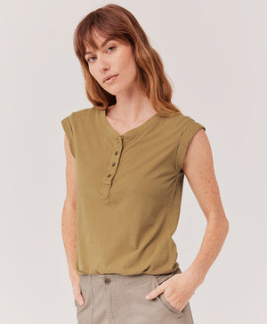 The Portside Henley Tank - Fennel