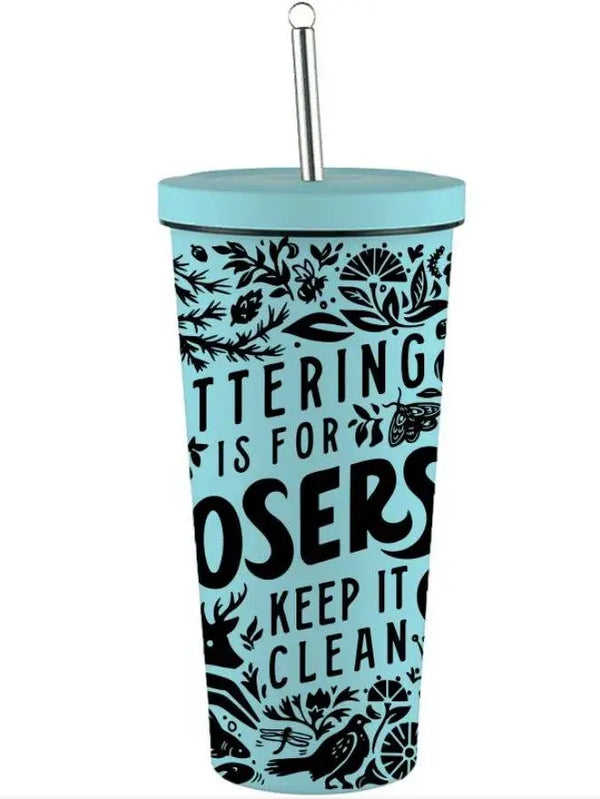 Littering is for Losers Travel Tumbler - Light Blue