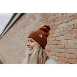 Three Trees Foldover Pom Beanie