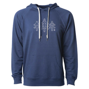 Topographic Lightweight Loop Terry Hoodie - Navy