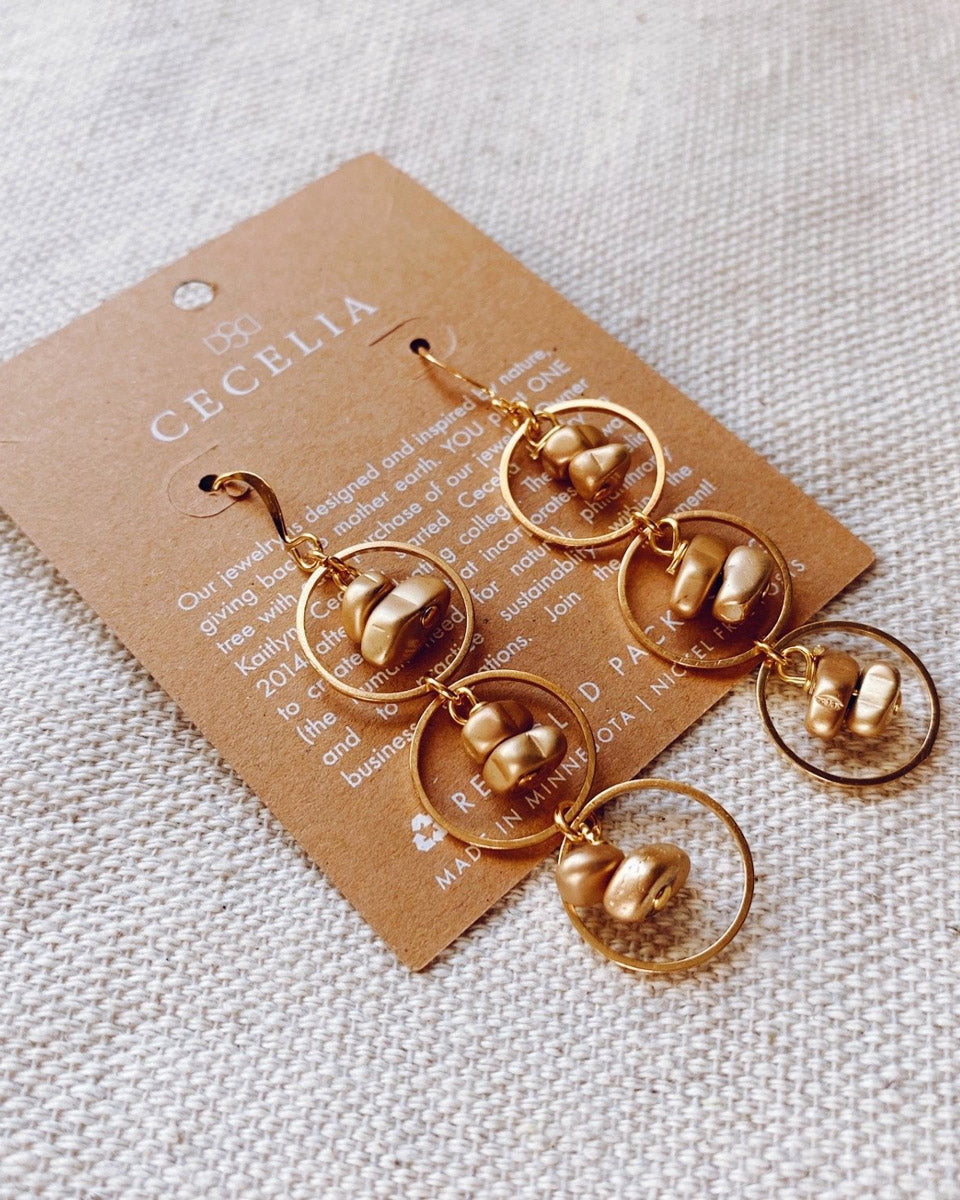 Hepburn Triple Hoop Earrings Irregular Chip Matte Finish