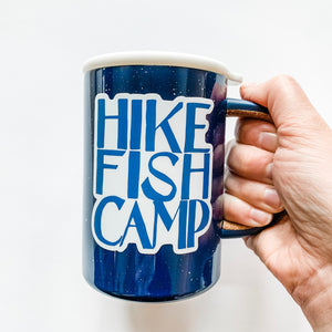 Hike Fish Camp Blue Sticker