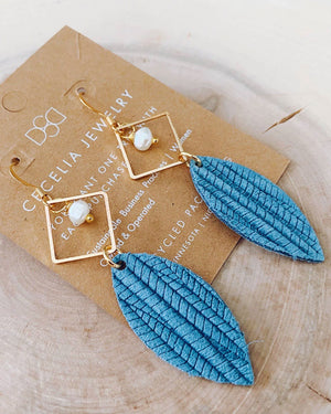 Denim Leather Earrings